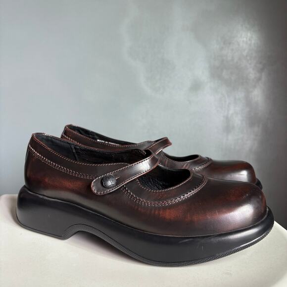 DANSKO Women's 42/11 Burgundy Brown Rubbed Leather Mary Jane Clogs Comfort Walk - Picture 1 of 11